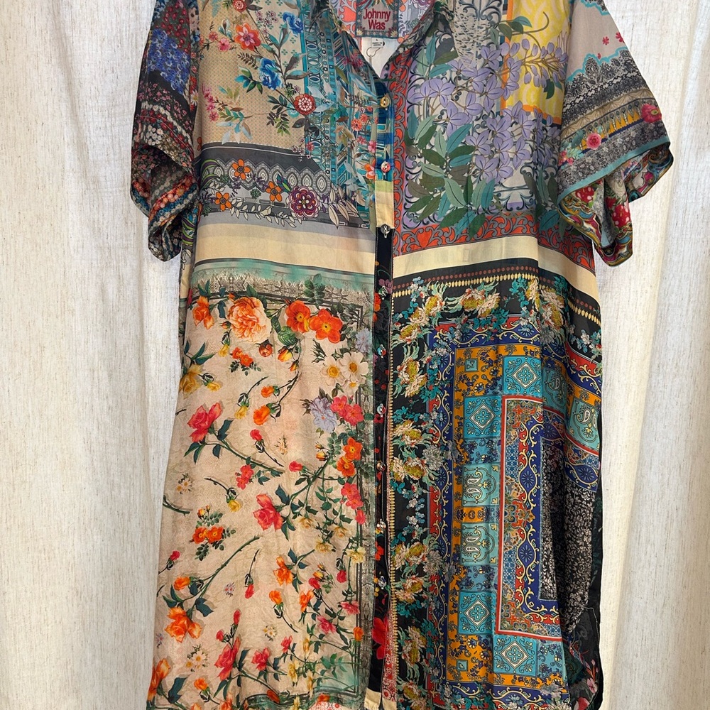 Johnny Was Multicolor Patchwork Midi Dress